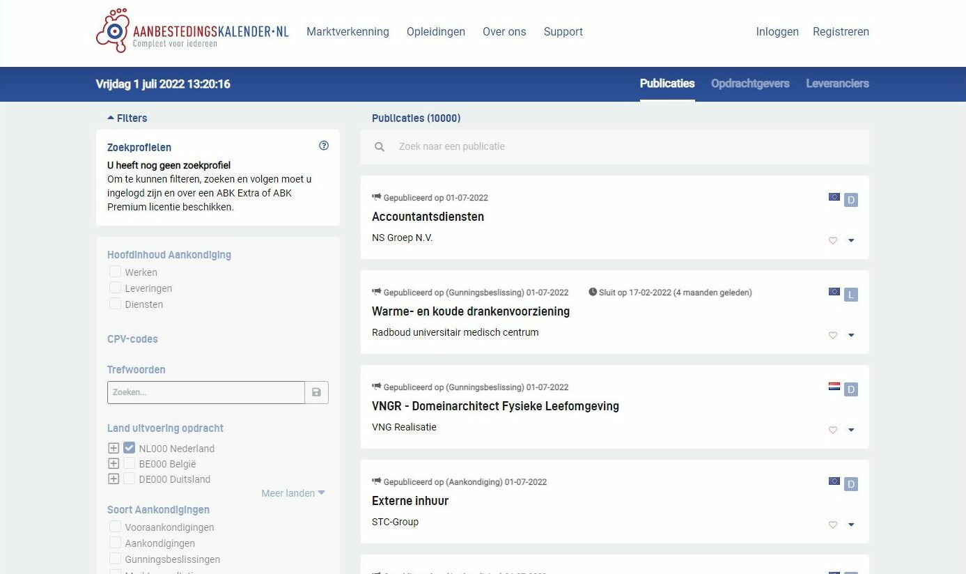 Aanbestedingskalender 1 Aanbestedingskalender 1